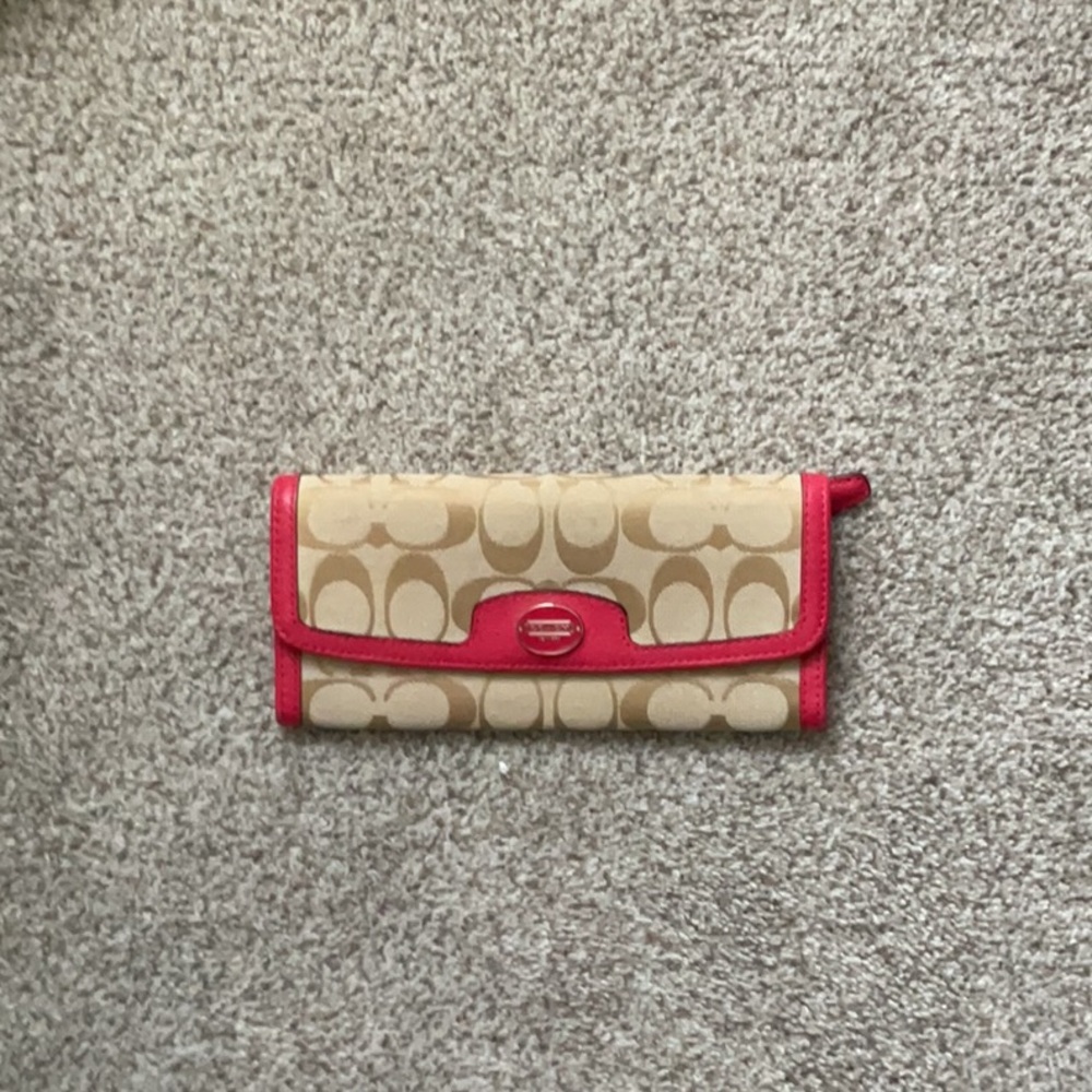 Beige and pink Signature Wallet